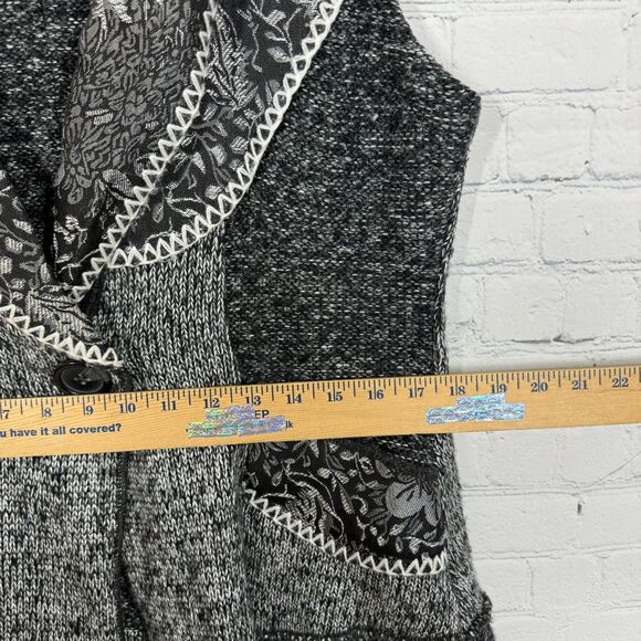 Patchwork Knit Vest Women Medium Sleeveless Whimsigoth Fairy Grunge Button Shawl - Picture 7 of 10